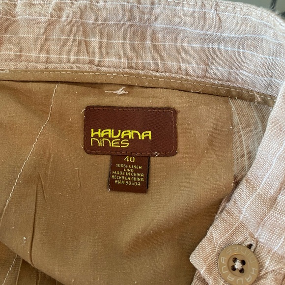 Havana Nines Men’s Shorts 100% Linen Tan w/white pin-stripes Sz 40 Excel cond - Picture 8 of 8